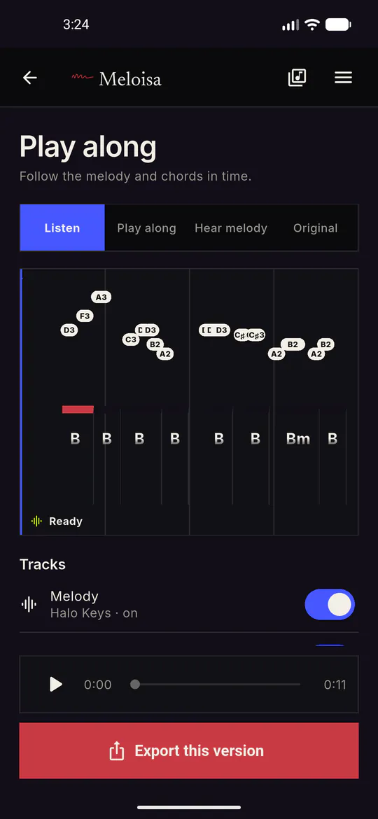 Meloisa play-along view